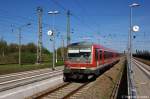 628 684 als RB66 (RB 5813) aus Szczecin Glowny bei der Einfahrt in den Bahnhof Angermnde. 30.04.2011