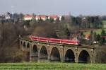 Ein LVT 628 auf dem Bahretalviadukt ber die A4 im Mrz 2005.