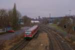 628 527 als RB 47 nach Wuppertal Hbf bei der Einfahrt in Solingen-Mitte am 28.01.2012