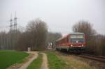 Der 628 497 fuhr am 17.03.2012 als RB38 von Neuss nach Kln Messe-Deutz durch Zieverich.