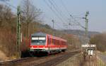 628 332-9 als RB 23583 (Wrzburg Hbf-Bad Mergentheim) an der st Grnbach 25.3.12