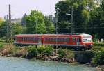 RB Friedrichshafen-Lindau auf dem Bahndamm in Lindau, aufgenommen am 30.06.2012