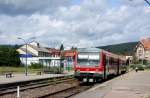 Bahnhof Wissembourg - abfahrbereit steht am 20.7.2009  der deutsche Triebwagen 628609 nach Neustadt bereit.