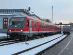 Zugkreuzung in Vienenburg mit zwei Zgen der BR 628 nach Braunschweig und Bad Harzburg am 14.03.2013