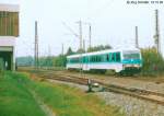 928 418 ist als RB nach Pleinfeld am 18.10.95 gerade in Gunzenhausen abgefahren.