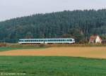 Ein 628/928 am 18.10.95 als RB nach Gunzenhausen bei Veitserlbach.