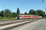 Am 02.08.2013 fhrt 628 549 als RB von Friedrichshafen Stadt in Lindau Hbf ein, um dann dort seine Fahrt zu beenden.