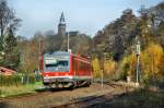 628 510 als RB47 von Wuppertal Hbf in Richtung Remscheid Hbf bei der durchfahrt durch den Bft Wuppertal Rauental (17.11.2013)