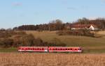 628 585 als S Bahn nach Altomünster am 23.2.14 bei Kleinberghofen