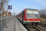 BR 628 am 6.3.2014 im Bf Teterow