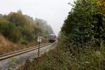 Kurze Zeit, nachdem der Mühldorfer 628 565-4 auf seinem Weg nach München den Posten Dürnberg passierte, verzog sich der Frühnebel am 12.10.14.