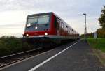 Am Abend des 26.10.2014 kommt der 628 669 als RB 38 nach Horrem in den HP Glesch eingefahren.