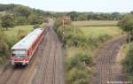 928 224 erreichte am 20.8.14 als RB nach Miltenberg den Bahnhof Blaufelden.