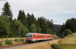 628 702-3 als RB 26958 (Seebrugg-Titisee) bei Altglashütten 31.7.15