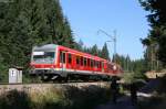 629 003-4 und 628 318-7/628 236-1 als RB 26927 (Titisee-Seebrugg) bei Aha 22.8.15