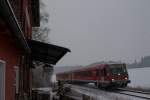 Der Mühldorfer 628 593-6 nach Landshut Hbf legte sich am Morgen des 03.01.16 am ehemaligen Bahnhof Götzdorf in die Kurve.