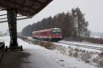 628 628-0 des Bh Mühldorf nahm am 03.01.16 nach seinem Halt in Geisenhausen nach Landshut Hbf wieder Fahrt auf.