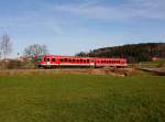 Der 628 629 als RB nach Traunstein am 26.12.2015 unterwegs bei Unteraschau.