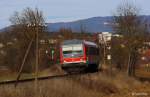 Südostbayernbahn DB Regio 928 585-8 + 628 585-2 (Bj. 1994, AEG) als RB 27575 Bogen - Neufahrn, KBS 932 Gäubodenbahn Bogen - Neufahrn, fotografiert zwischen Bogen und Sand am 08.02.2014