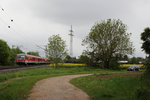 Schlechtwetterfotografie war angesagt, als am 16.05.16, dem Pfingstmontag, eine 628-Doppelgarnitur von München Hbf nach Mühldorf den Ort Heimstetten passierte.