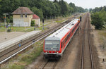 628 633 + 628 657 leihweise für die NEB im Einsatz.
Fotografiert am 12. August 2016 in Hoppegarten (Mark).