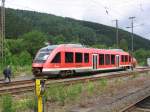 640 001 mit  drei Lnderbahn  Sticker steht am 22.06.2007 in Finnentrop beim betanken.