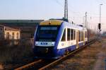 Ein Triebwagen des HEX wird am 28.12.08 fr seine nchste Fahrt im Hbf Halle(S) bereitgestellt.