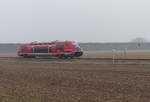 DB 641 022 als RB 16290 von Erfurt Hbf nach Leinefelde, am 11.02.2017 bei Kühnhausen.