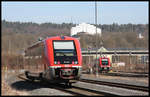 Der Walfisch 641038 startet hier am 24.2.2018 in Bayreuth nach Lichtenfels.