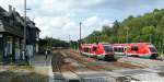 Elf Jahre spter am 18.8.11 trafen sich 641 021 auf dem Weg nach Blankenstein und 641 028 nach Saalfeld in Lobenstein