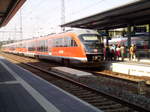 642 144 mit zwei weiteren BR 642 der Elbe-Saale-Bahn (DB Regio Südost) als RE 17765 (RE10) von Magdeburg Hbf nach Erfurt Hbf steht im Bahnhof Sangerhausen.