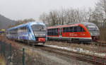 642 205 und NASA-Neuzugang 642 190 in Wertheim, 25.1.19.