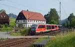 642 035 und 642 037 waren am Morgen des 15.06.19 von Dresden kommend auf dem Weg als RE nach Litomerice mesto.