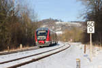 642 171 als RB Hessental-Öhringen am 14.02.2021 am Bahnübergang in Steinbrück.