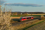 642 229  Bundesgartenschau Heilbronn  als RE80 Crailsheim-Heilbronn am 02.04.2021 bei Waldenburg.