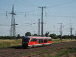 Aus Richtung Weißenfels nach Halle/Saale (und warhscheinlich weiter Richtung Norden) fuhr 642 079 solo durch Großkorbetha mit der Aufschrift  DB Dienstfahrt .