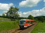 Am dritten Tag (23.05.2009) des Jubilums  120 Jahre BSg-Linie  ist 642 735 als RB 70999 nahe Sehma in Richtung Schlettau unterwegs.