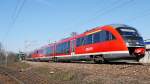 Desiro 642 507 durchfhrt Grnwinkel und nhert sich Karlsruhe am 2.03.2011 