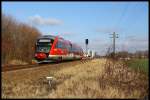 Vorbei am Einfahrvorsignal des Bahnhofs Grimma rollt 642 046 am 20.2.2012 Richtung Meien.