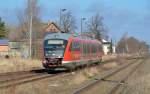 642 003 erreicht am 25.02.12 den Bahnhof Pegau.