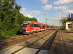 DB 642 530 als RE 16114 von Erfurt Hbf nach Nordhausen, am 16.08.2012 bei der Durchfahrt in Erfurt Gispersleben.