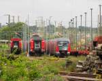 DB 642 510 und weiteres Regiomaterial am 14.08.2012 abgestellt in Erfurt Gbf.