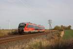 642 702  Johann Sebastian Bach  ist am 20.10.2012 als Regionalbahn von Dessau nach Aschersleben auf der KBS 334 unterwegs.