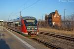 642 674-5 als RB13 (RB 17966) von Rathenow nach Stendal, bei der Ausfahrt in Rathenow.