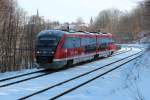 642 557-3 der Erzgebirgsbahn auf dem Weg nach Zwickau (Sachs) Hbf zwischen Wilkau-Halau und Cainsdorf.