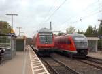 Am 6.5.13 fuhr der Doppelstock-RE nach N�rnberg in Pleinfeld au�erplanm��ig auf Gleis 3 ein.