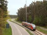 Blick von der neuen Br�cke der Belmbracher Stra�e nach Osten auf 642 074 am 6.5.13.