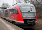 642 579-6 als S1 von Warnemnde nach Rostock Hbf kurz vor der Ausfahrt   um 16:54 Uhr in Rostock-Bramow.04.03.2014