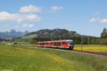 642 097 + 642 084 als RB 57340 am 18.05.2014 bei Hopferau.