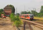 DB 642 687 + 642 730 als RE 17764 von Erfurt Hbf nach Magdeburg Hbf, am 11.07.2014 in Gro�rudestedt.